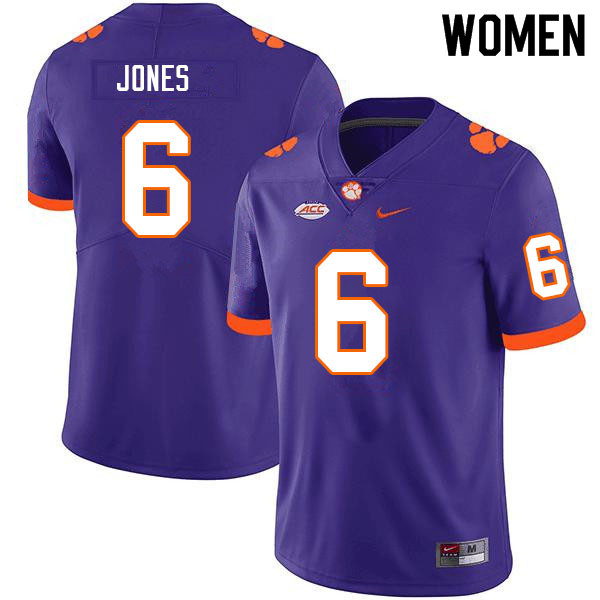 Women #6 Sheridan Jones Clemson Tigers College Football Jerseys Sale-Purple - Click Image to Close